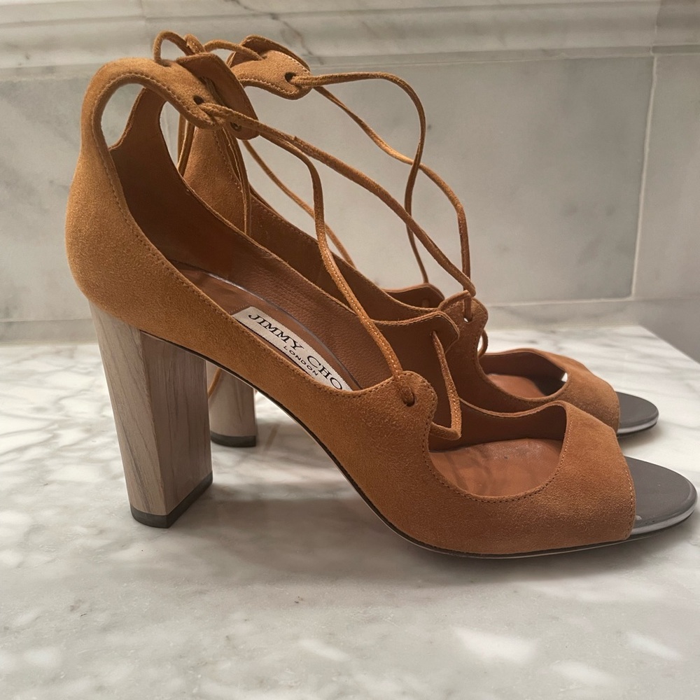 Jimmy Choo Vernie Lace Up Sandal in Tan size 36.5 - Picture 6 of 12